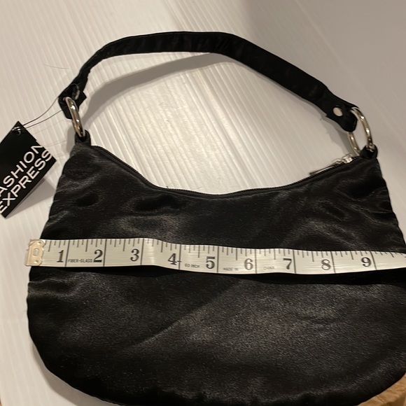 💥💥NWT Fashion Express Silver Sequin w/Black Sequin Peace Sign Shoulder Handbag - Picture 11 of 12